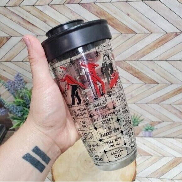 Vintage Hazel Atlas People Red Black Bar Cocktail Recipe Shaker Popular Drinks - Picture 3 of 5